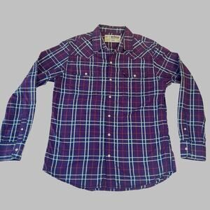 Urban Pipeline Button Shirt Men's Large Purple Plaid Pocket Skater Surfer Y2K